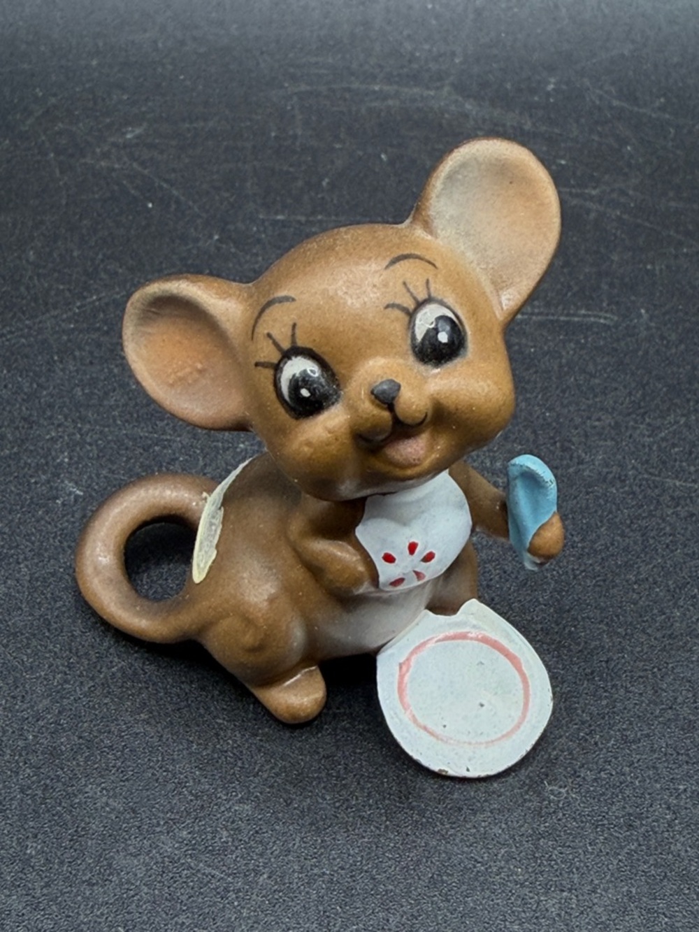 Josef Originals Vintage Baby Mouse Waiting For Food MCM Kitsch Ceramic Figurine
